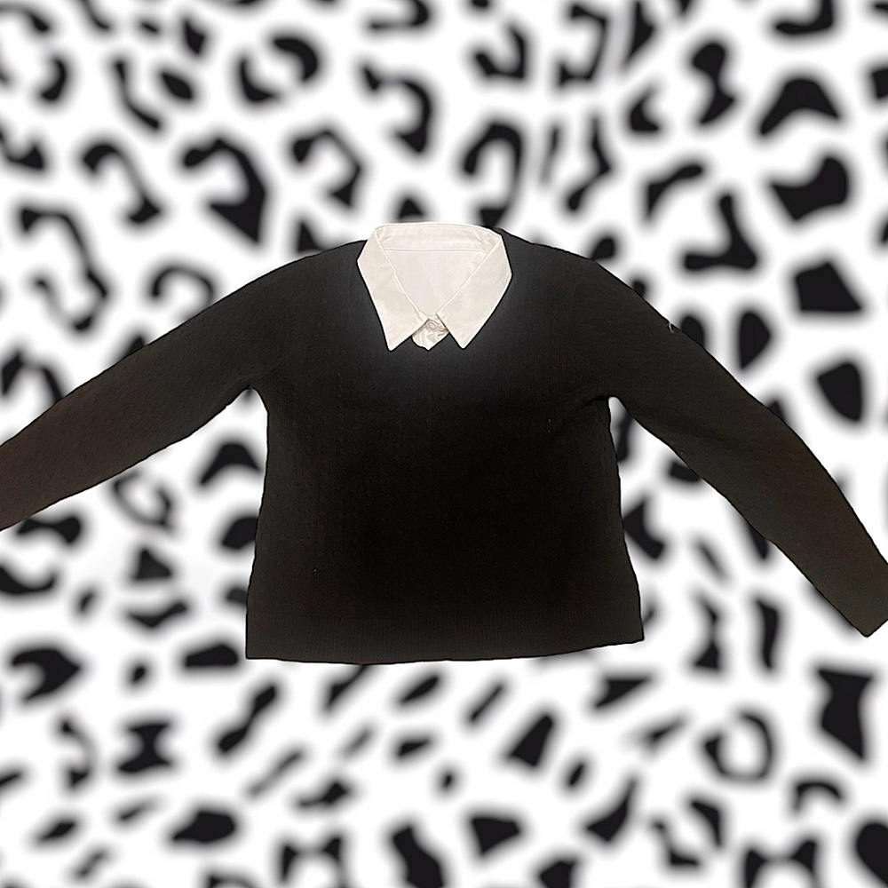 Black v-neck cable knit sweater